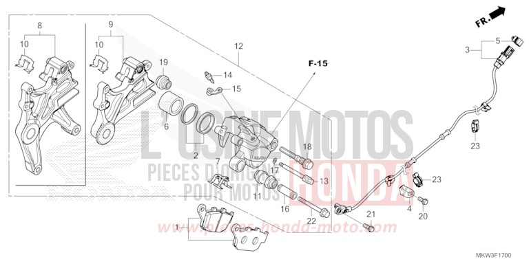 ETRIER DE FREIN ARRIERE de NC750X "Méca" MAT BALLISTIC BLACK METALLIC (NHA86) de 2021